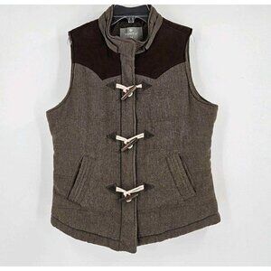 Vanity Womens Lined Brown Toggle Button Vest Front Pockets Sz M